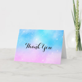 Cartão De Agradecimento Céu Gradiente de Pastel Rosa e Azul