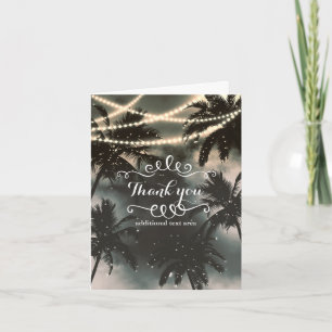 Cartão De Agradecimento Céu Noturno Encantado Palmeiras & Luzes de Natal