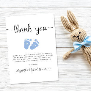 Cartão De Agradecimento Chá Blue Feet Baby Boy