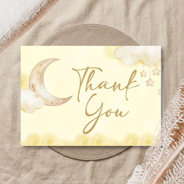 Cartão De Agradecimento Chá de Bebê Além da Lua  (Over the Moon Baby Shower Thank you Card)