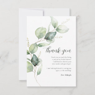 Cartão De Agradecimento Chá de Bebê Aquarela Eucalipto Script