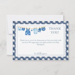 Cartão De Agradecimento Chá de Bebê Blue Jean