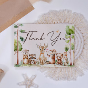 Cartão de Agradecimento Chá de Bebê Boho Animais d