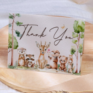 Cartão de Agradecimento Chá de Bebê Boho Animais d