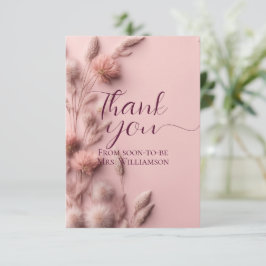 Cartão De Agradecimento Chá de Bebê Boho Blush Flores Silvestres Secas