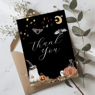 Cartão De Agradecimento Chá de Bebê Boho de Halloween