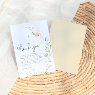Cartão De Agradecimento Chá de Bebê Boho Elegante Flor Amarela Selvagem