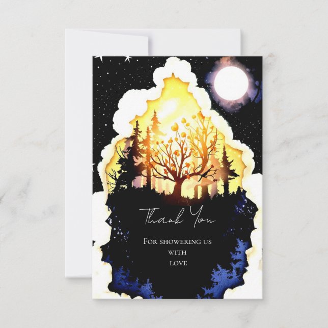 Cartão De Agradecimento Chá de Bebê Boho Florestal (Frente)