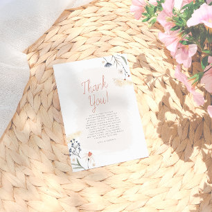 Cartão De Agradecimento Chá de Bebê Boho Minimalista com Floral de Pincela