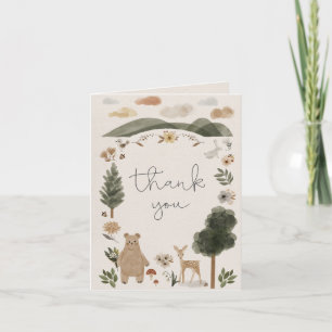 Cartão de Agradecimento Chá de Bebê Boho Woodland