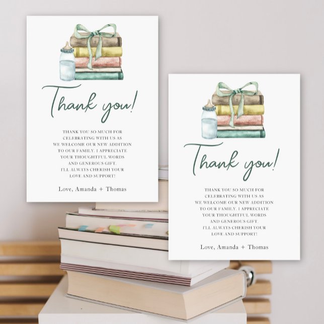 Cartão De Agradecimento Chá de bebê Capítulo Novo Obrigado aquarela (Criador carregado)