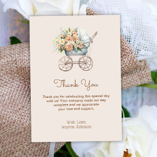 Cartão De Agradecimento Chá de Bebê Carruagem de Bebê Floral Boho