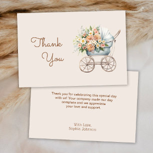 Cartão De Agradecimento Chá de Bebê Carruagem de Bebê Floral Boho