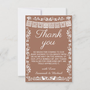 Cartão De Agradecimento Chá de Bebê Cielito Lindo Terracotta Papel Picado
