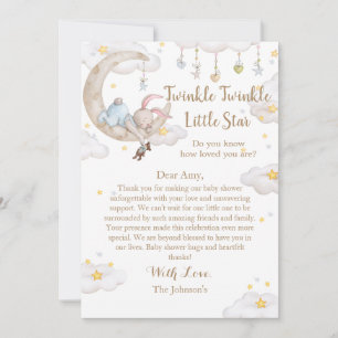 Cartão De Agradecimento Chá de Bebê Coelho Twinkle Twinkle Little Star