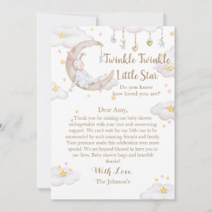 Cartão De Agradecimento Chá de Bebê Coelho Twinkle Twinkle Little Star