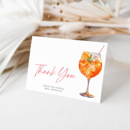 Cartão De Agradecimento Chá de Bebê com Aperol Spritz Italiano em Aquarela