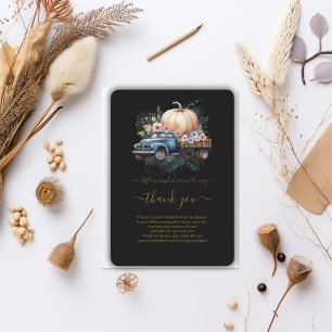 Cartão De Agradecimento Chá de Bebê com Caminhão de Aquarela Pequena Abóbo