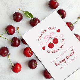 Cartão De Agradecimento Chá de Bebê Corado de Cereja Doce