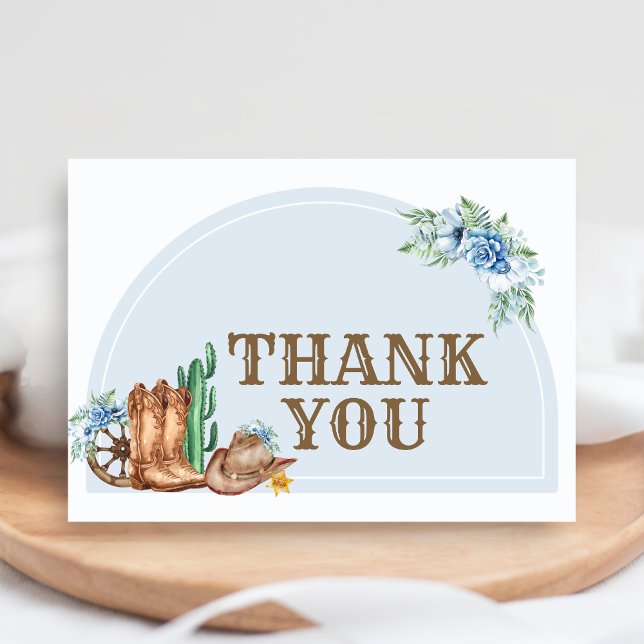 Cartão De Agradecimento Chá de Bebê Cowboy (A Little Cowboy Baby Shower Thank You Card)