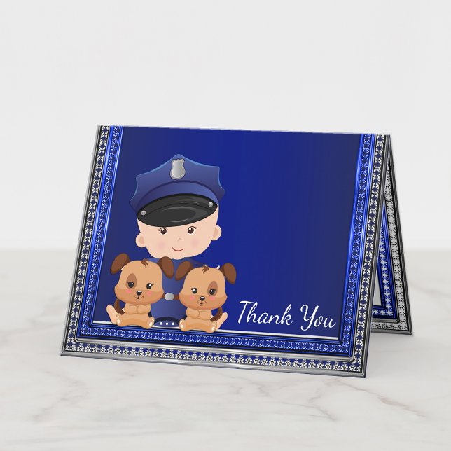Cartão De Agradecimento Chá de Bebê da Polícia Canina (Cute police baby shower thank you card. Add your message or leave blank.)