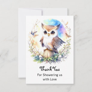 Cartão De Agradecimento Chá De Bebê Da Woodland Owl