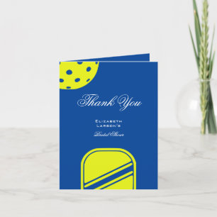 Cartão De Agradecimento Chá de Bebê de Amantes de Pickleball Neon Azul