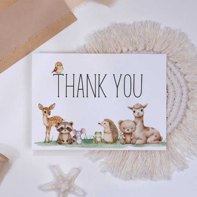 Cartão De Agradecimento Chá de Bebê de Animais da Floresta Boho (Criador carregado)
