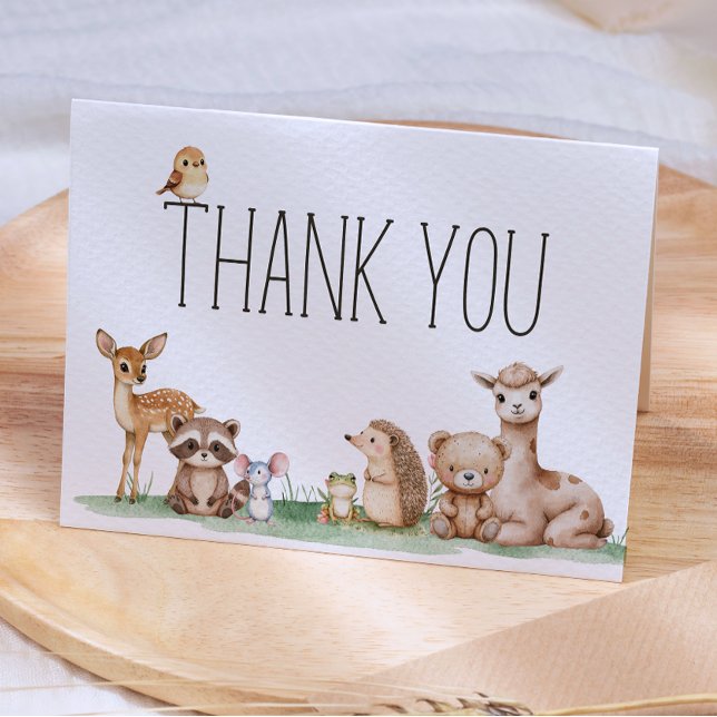 Cartão De Agradecimento Chá de Bebê de Animais da Floresta Boho (Criador carregado)
