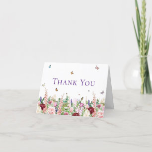 Cartão De Agradecimento Chá de Bebê de Borboleta Floral Elegante