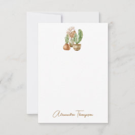 Cartão De Agradecimento Chá de Bebê de Cacto Boho Aquarela Planta Pampas