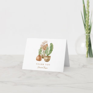 Cartão De Agradecimento Chá de Bebê de Cacto Boho Personalizado Verde Dobr