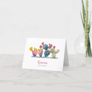 Cartão De Agradecimento Chá de Bebê de Cacto em Aquarela Fiesta