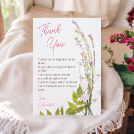 Cartão De Agradecimento Chá de bebê de casamento com flores silvestres em