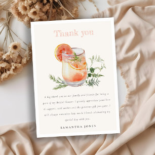 Cartão De Agradecimento Chá de Bebê de Cocktail Rosa Laranja Blush Suave 