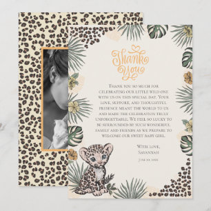 Cartão De Agradecimento Chá de Bebê de Filhote de Leopardo Neutro em Gêner
