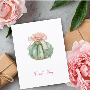 Cartão De Agradecimento Chá De Bebê De Fita Rosa Cactus