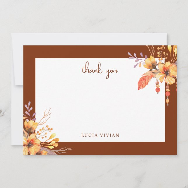 Cartão De Agradecimento Chá de Bebê de Floral Selvagem em Aquarela (Frente)