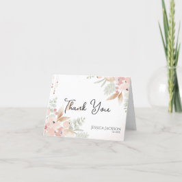 Cartão De Agradecimento Chá de Bebê de Flores de Aquarela em Tons de Pêsse