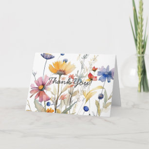 Cartão De Agradecimento Chá de Bebê de Flores Silvestres em Aquarela Bonit