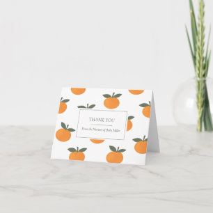 Cartão De Agradecimento Chá de Bebê de Gênero Neutro Laranja Pequena Fofo