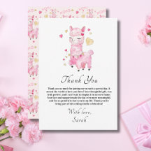 Chá de Bebê de Llama Rosa em Aquarela