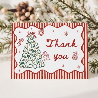 Cartão De Agradecimento Chá de Bebê de Natal Red Stripe