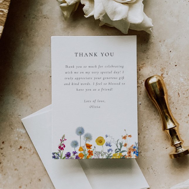 Cartão De Agradecimento Chá de Bebê de Noiva Colorido de Flores Silvestres (Criador carregado)