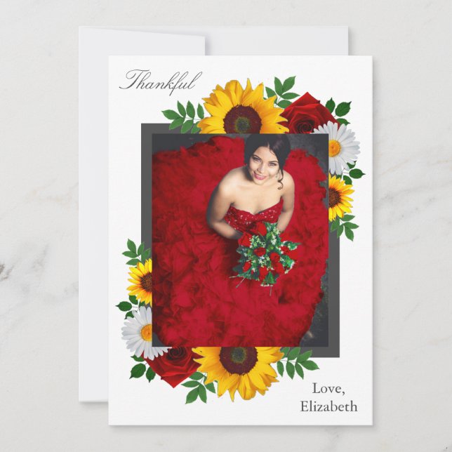 Cartão De Agradecimento Chá de Bebê de Noiva Floral Tradicional (Frente)