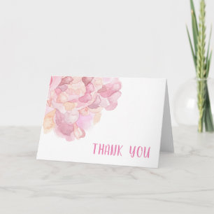 Cartão De Agradecimento Chá de Bebê de Peônia Rosa em Aquarela Dobrado