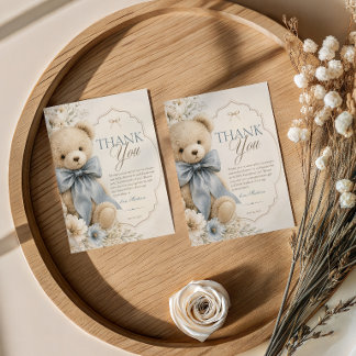 Cartão De Agradecimento Chá de Bebê de Urso de Pelúcia de Luxo