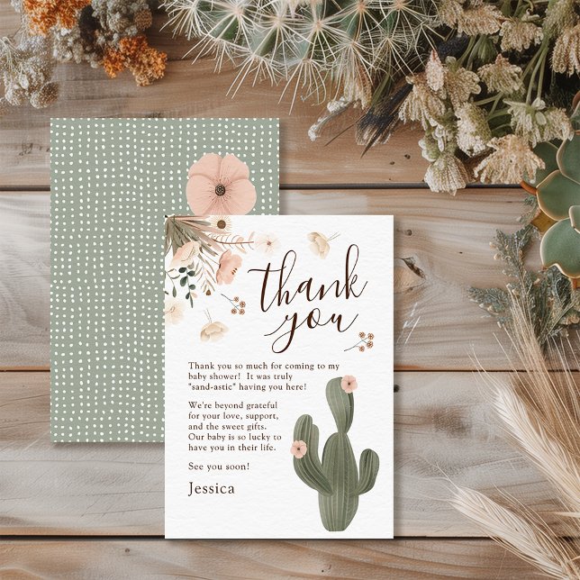 Cartão De Agradecimento Chá de Bebê Deserto Chic (Elegant desert chic thank you cards )
