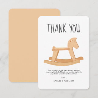 Cartão De Agradecimento Chá de Bebê do Cavalo de Pau Minimalista Neutro em