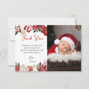 Cartão De Agradecimento Chá de Bebê do Papai Noel de Natal 